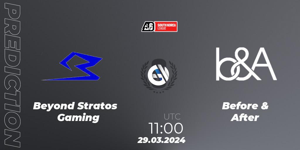 Beyond Stratos Gaming vs Before & After: Match Prediction. 29.03.2024 at 11:00, Rainbow Six, South Korea League 2024 - Stage 1