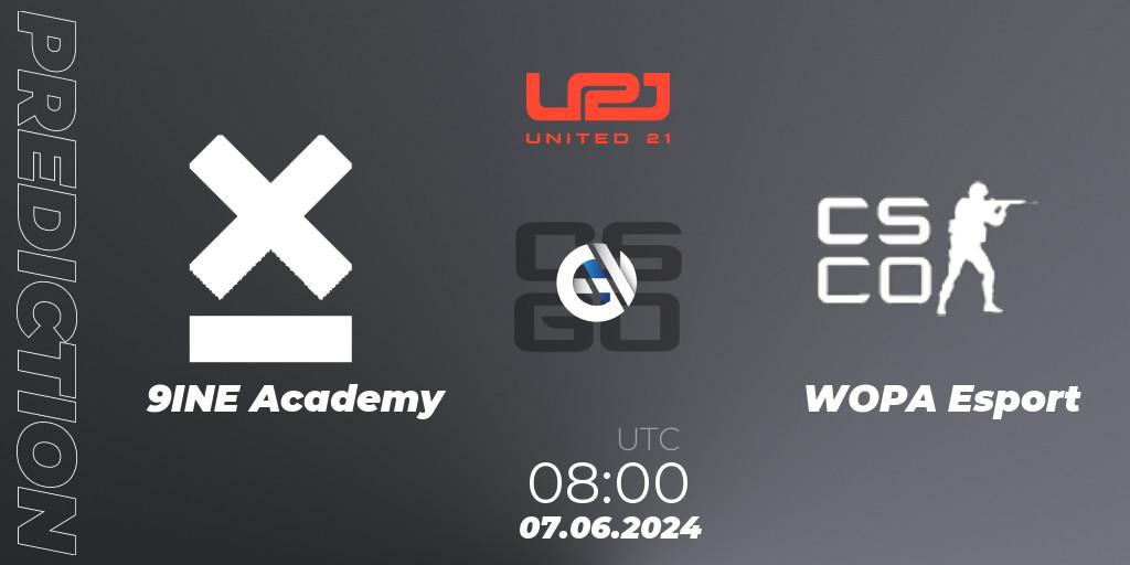 9INE Academy vs WOPA Esport: Match Prediction. 07.06.2024 at 08:00, Counter-Strike (CS2), United21 Season 16
