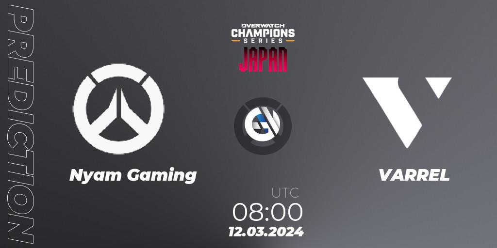 Nyam Gaming vs VARREL: Match Prediction. 12.03.2024 at 09:00, Overwatch, Overwatch Champions Series 2024 - Stage 1 Japan