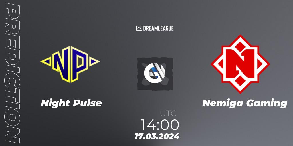 Night Pulse vs Nemiga Gaming: Match Prediction. 17.03.2024 at 14:00, Dota 2, DreamLeague Season 23: Eastern Europe Open Qualifier #1
