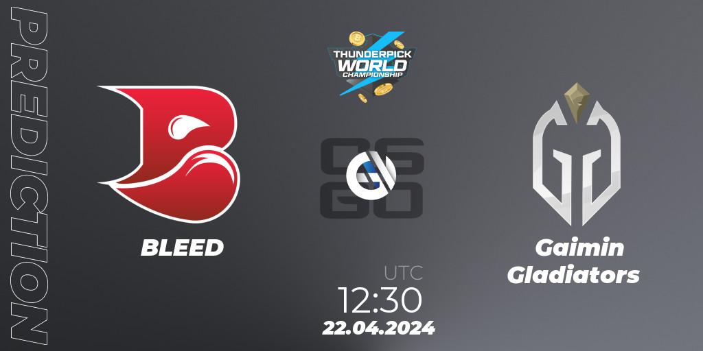BLEED vs Gaimin Gladiators: Match Prediction. 22.04.2024 at 12:30, Counter-Strike (CS2), Thunderpick World Championship 2024: European Series #1