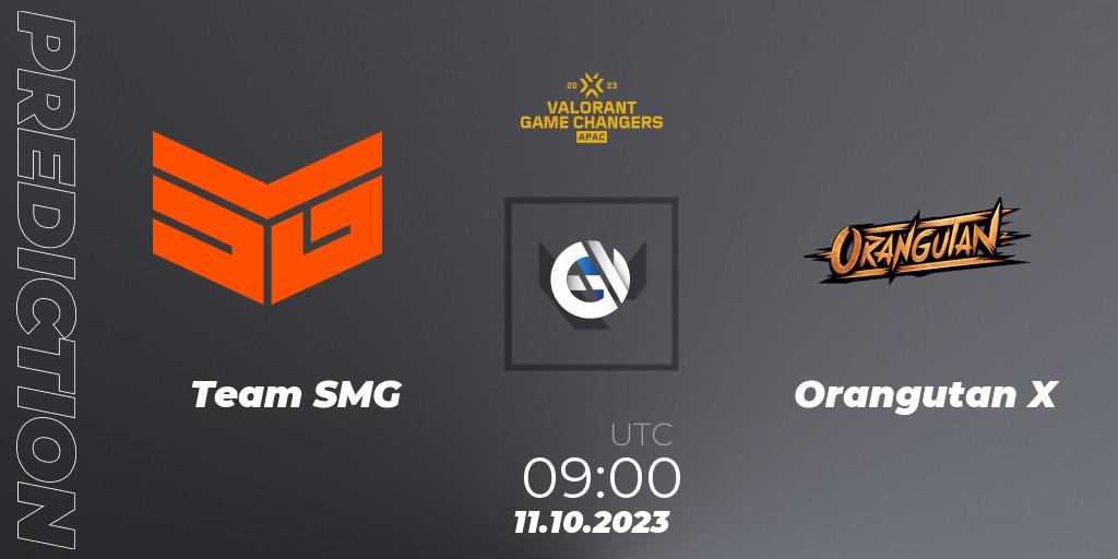 Team SMG vs Orangutan X: Match Prediction. 11.10.2023 at 09:00, VALORANT, VCT 2023: Game Changers APAC Elite