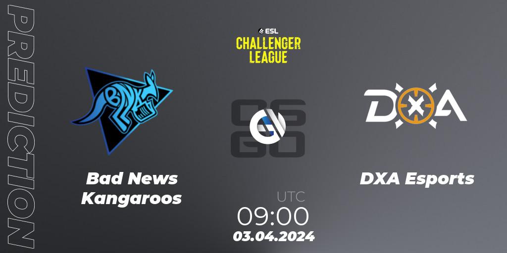 Bad News Kangaroos vs DXA Esports: Match Prediction. 03.04.2024 at 09:00, Counter-Strike (CS2), ESL Challenger League Season 47: Oceania