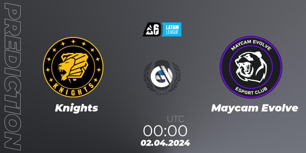 Knights vs Maycam Evolve: Match Prediction. 02.04.2024 at 00:00, Rainbow Six, LATAM League 2024 - Stage 1: LATAM South
