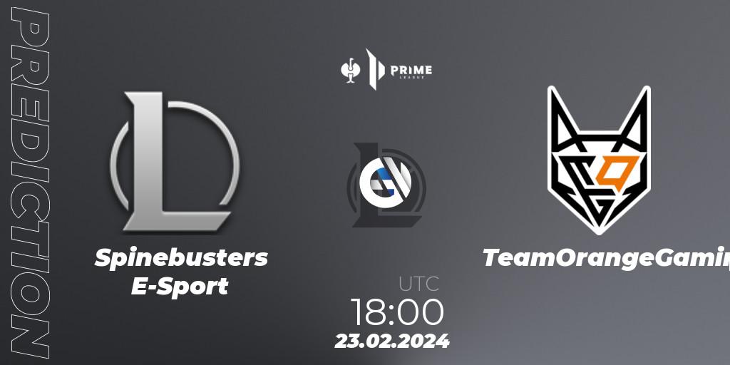 Spinebusters E-Sport vs TeamOrangeGaming: Match Prediction. 23.02.24, LoL, Prime League 2nd Division
