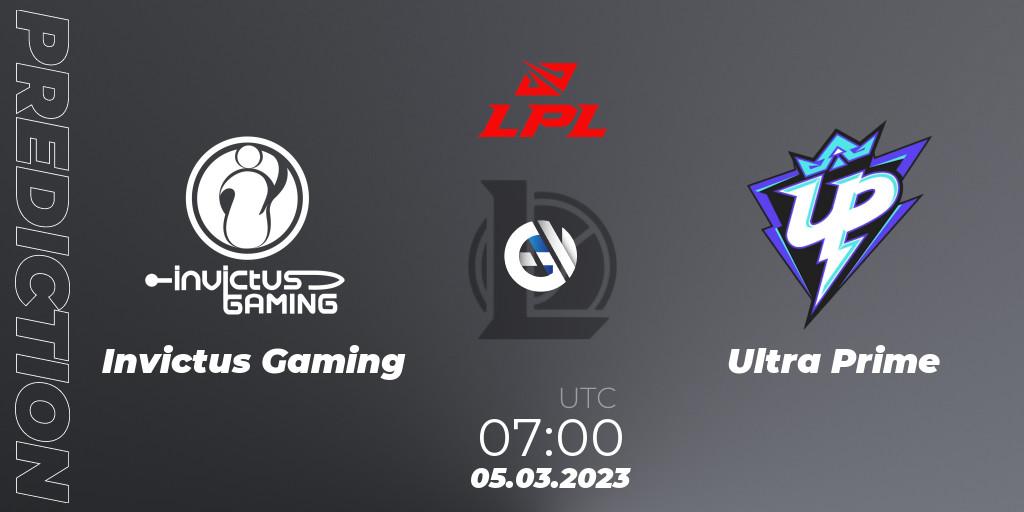 Invictus Gaming vs Ultra Prime: Match Prediction. 05.03.2023 at 07:00, LoL, LPL Spring 2023 - Group Stage