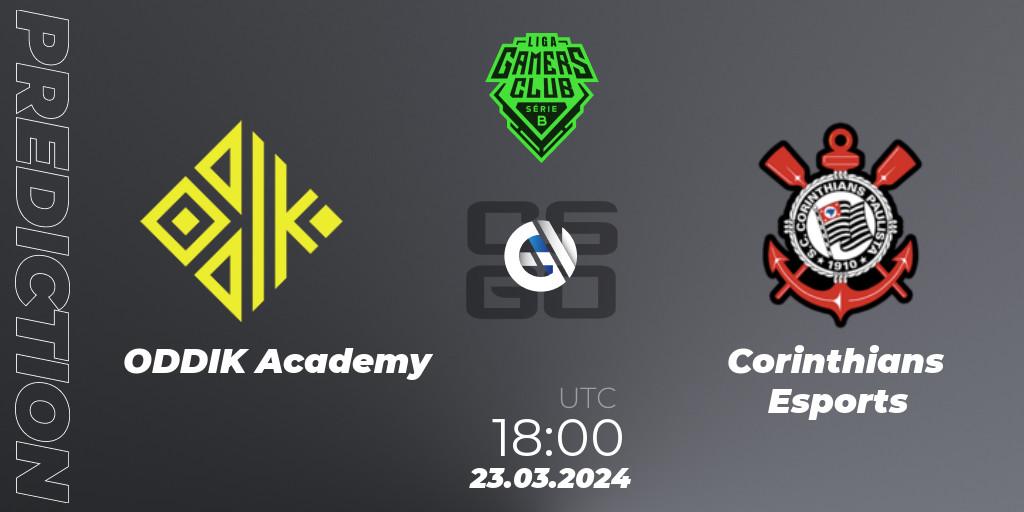 ODDIK Academy vs Corinthians Esports: Match Prediction. 23.03.2024 at 18:00, Counter-Strike (CS2), Gamers Club Liga Série B: March 2024