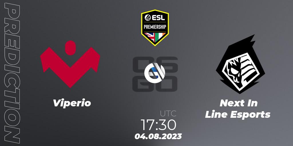 Viperio vs Next In Line Esports: Match Prediction. 04.08.2023 at 17:30, Counter-Strike (CS2), ESL Premiership Autumn 2023: Closed Qualifier #1