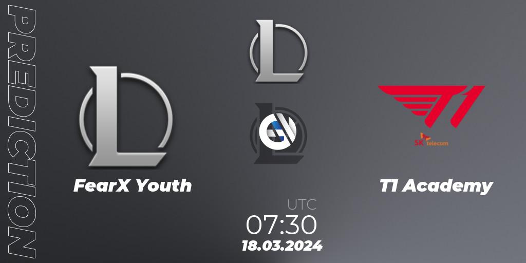FearX Youth vs T1 Academy: Match Prediction. 18.03.2024 at 07:30, LoL, LCK Challengers League 2024 Spring - Group Stage