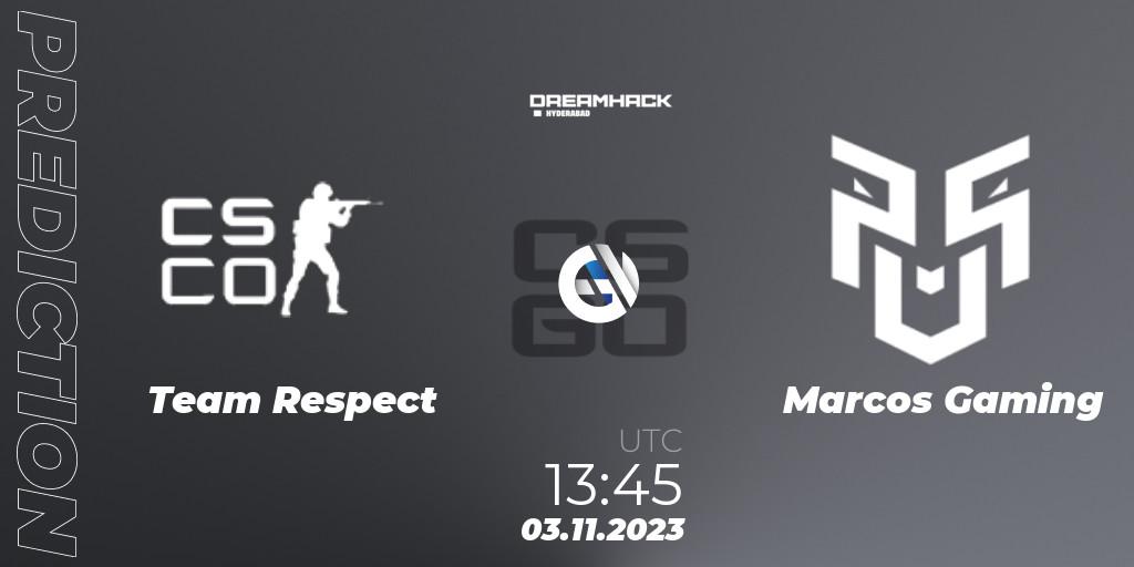 Team Respect vs Marcos Gaming: Match Prediction. 03.11.2023 at 16:15, Counter-Strike (CS2), DreamHack Hyderabad Invitational 2023