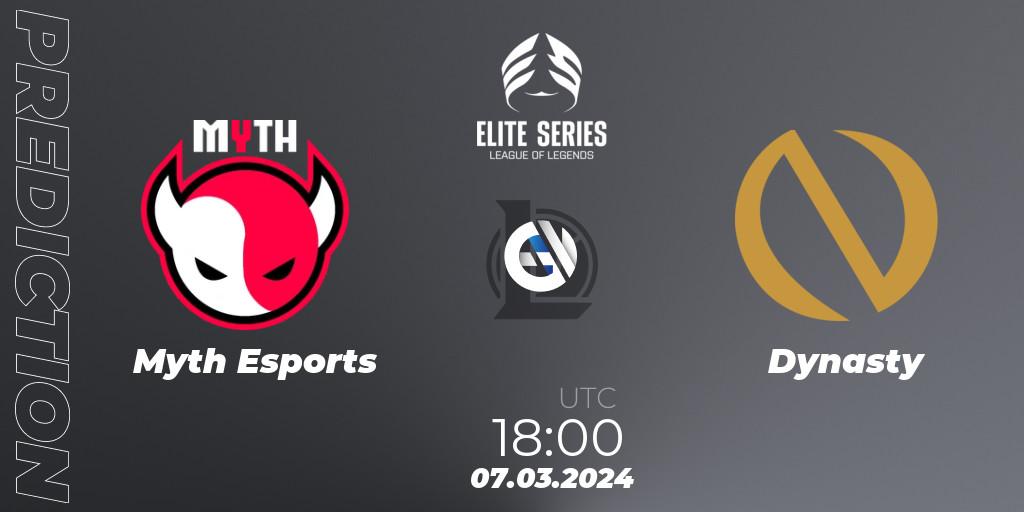 Myth Esports vs Dynasty: Match Prediction. 07.03.2024 at 18:00, LoL, Elite Series Spring 2024