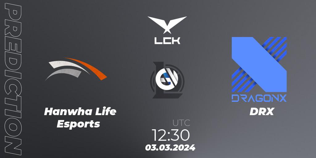 Hanwha Life Esports vs DRX: Match Prediction. 03.03.2024 at 12:30, LoL, LCK Spring 2024 - Group Stage