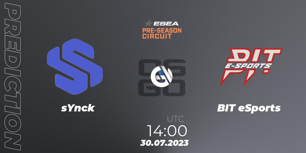 sYnck vs BIT eSports: Match Prediction. 30.07.2023 at 14:00, Counter-Strike (CS2), ESEA Pre-Season Circuit 2023: European Final