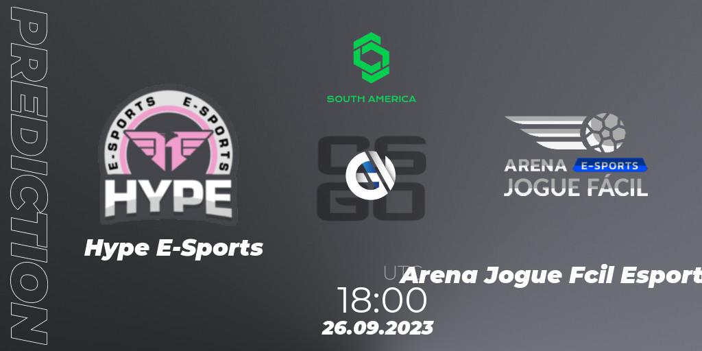 Hype E-Sports vs Arena Jogue Fácil Esports: Match Prediction. 26.09.2023 at 18:00, Counter-Strike (CS2), CCT South America Series #12: Closed Qualifier