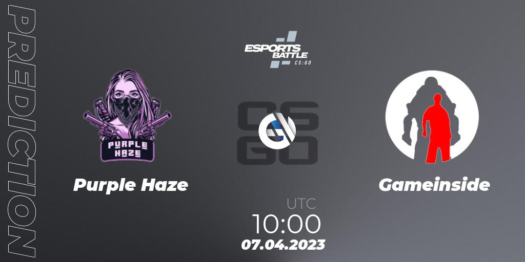 Purple Haze vs Gameinside: Match Prediction. 07.04.2023 at 10:00, Counter-Strike (CS2), ESportsBattle Season 15