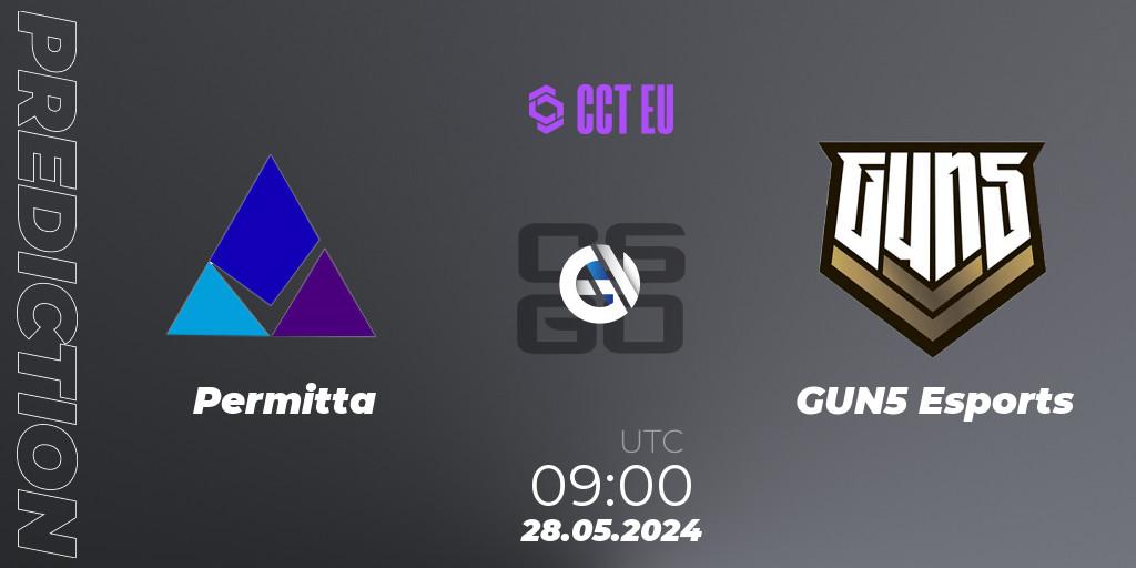 Permitta vs GUN5 Esports: Match Prediction. 28.05.2024 at 09:00, Counter-Strike (CS2), CCT Season 2 Europe Series 4