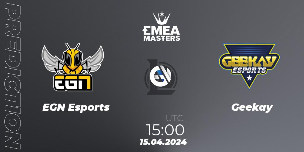 EGN Esports vs Geekay: Match Prediction. 15.04.2024 at 15:00, LoL, EMEA Masters Spring 2024 - Play-In