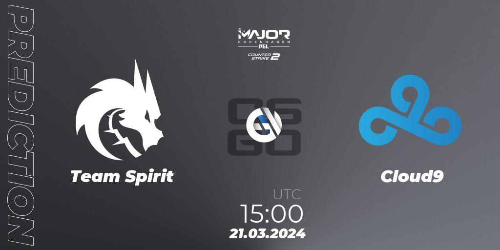 Team Spirit vs Cloud9: Match Prediction. 21.03.2024 at 15:35, Counter-Strike (CS2), PGL CS2 Major Copenhagen 2024