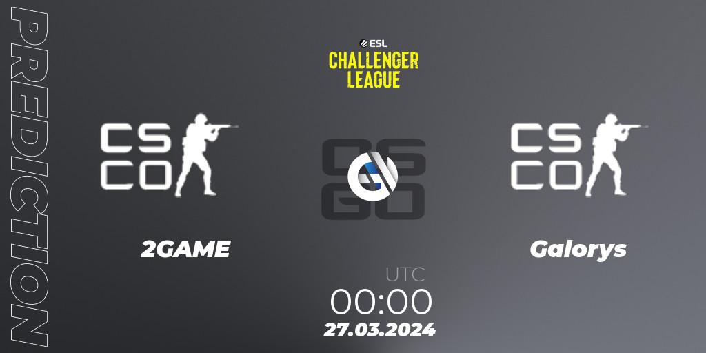 2GAME vs Galorys: Match Prediction. 27.03.2024 at 00:30, Counter-Strike (CS2), ESL Challenger League Season 47: South America