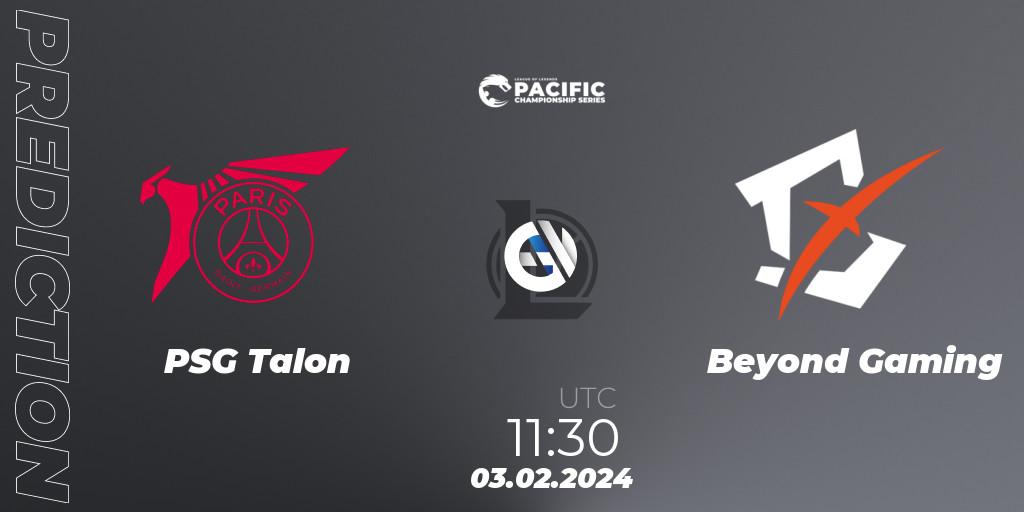 PSG Talon vs Beyond Gaming: Match Prediction. 03.02.2024 at 11:30, LoL, PCS Spring 2024