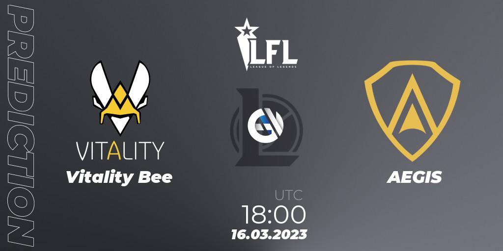 Vitality Bee vs AEGIS: Match Prediction. 16.03.2023 at 18:00, LoL, LFL Spring 2023 - Group Stage