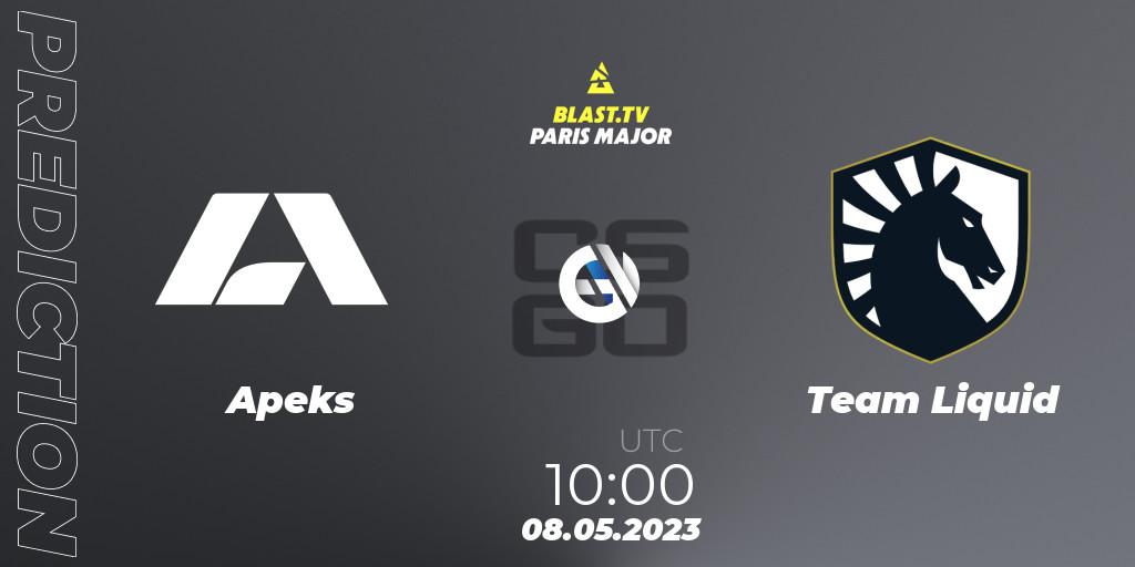 Apeks vs Team Liquid: Match Prediction. 08.05.2023 at 12:40, Counter-Strike (CS2), BLAST Paris Major 2023 Challengers Stage
