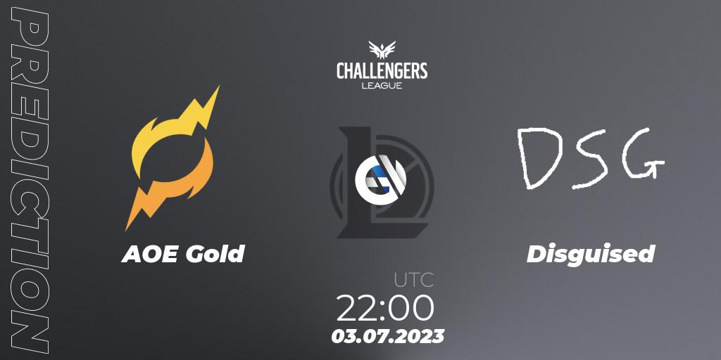 AOE Gold vs Disguised: Match Prediction. 18.06.2023 at 22:00, LoL, North American Challengers League 2023 Summer - Group Stage