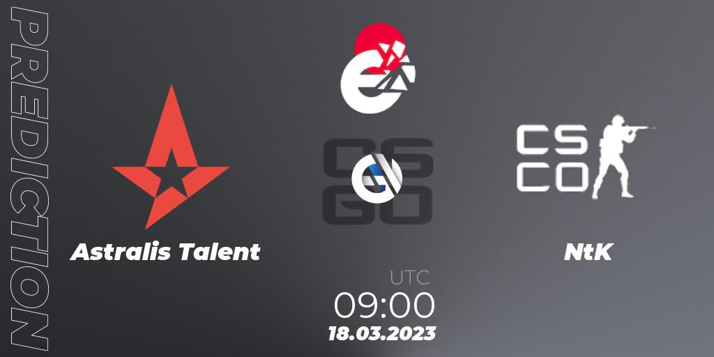 Astralis Talent vs NtK: Match Prediction. 18.03.23, CS2 (CS:GO), IESF World Esports Championship 2023: Danish Qualifier