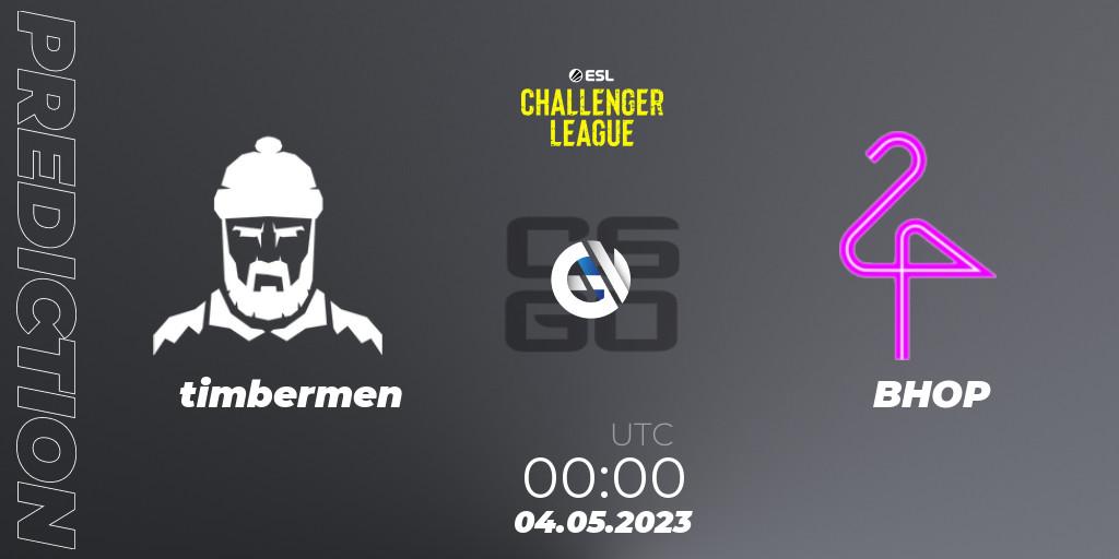 timbermen vs BHOP: Match Prediction. 04.05.2023 at 00:00, Counter-Strike (CS2), ESL Challenger League Season 45: North America