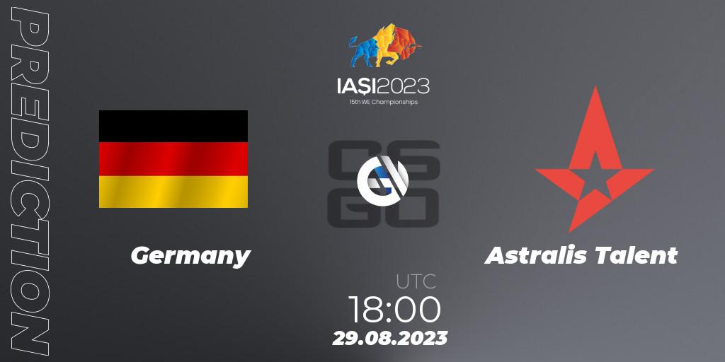 Germany vs Astralis Talent: Match Prediction. 30.08.2023 at 17:30, Counter-Strike (CS2), IESF World Esports Championship 2023
