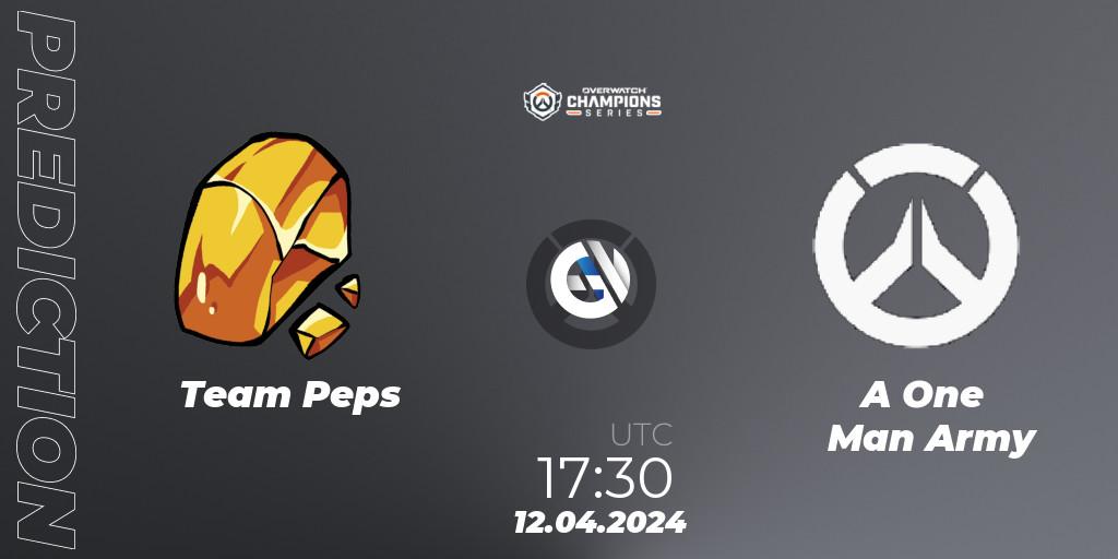 Team Peps vs A One Man Army: Match Prediction. 12.04.2024 at 17:30, Overwatch, Overwatch Champions Series 2024 - EMEA Stage 2 Group Stage