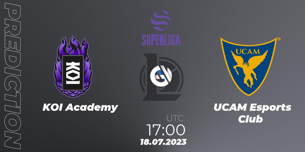 KOI Academy vs UCAM Esports Club: Match Prediction. 18.07.2023 at 17:00, LoL, Superliga Summer 2023 - Group Stage