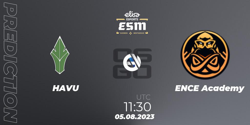 HAVU vs ENCE Academy: Match Prediction. 05.08.2023 at 11:30, Counter-Strike (CS2), Elisa Esports eSM 2023