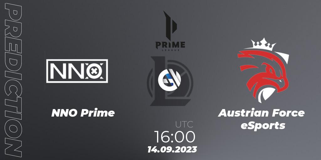 NNO Prime vs Austrian Force eSports: Match Prediction. 14.09.2023 at 16:00, LoL, Prime League 2024 - Promotion Tournament