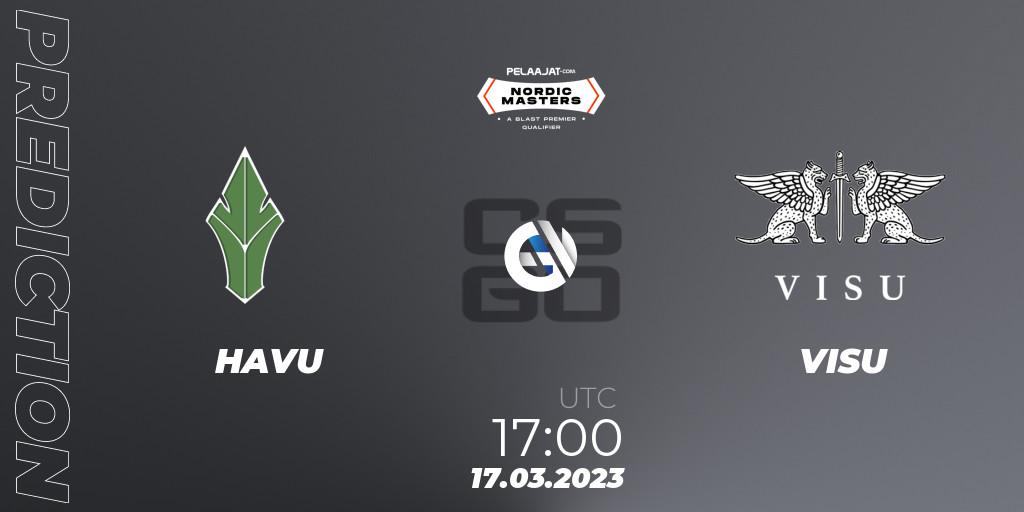 HAVU vs VISU: Match Prediction. 17.03.2023 at 17:00, Counter-Strike (CS2), Pelaajat Nordic Masters Spring 2023 - BLAST Premier Qualifier