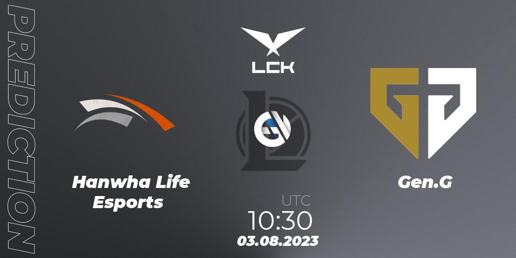 Hanwha Life Esports vs Gen.G: Match Prediction. 03.08.23, LoL, LCK Summer 2023 Regular Season