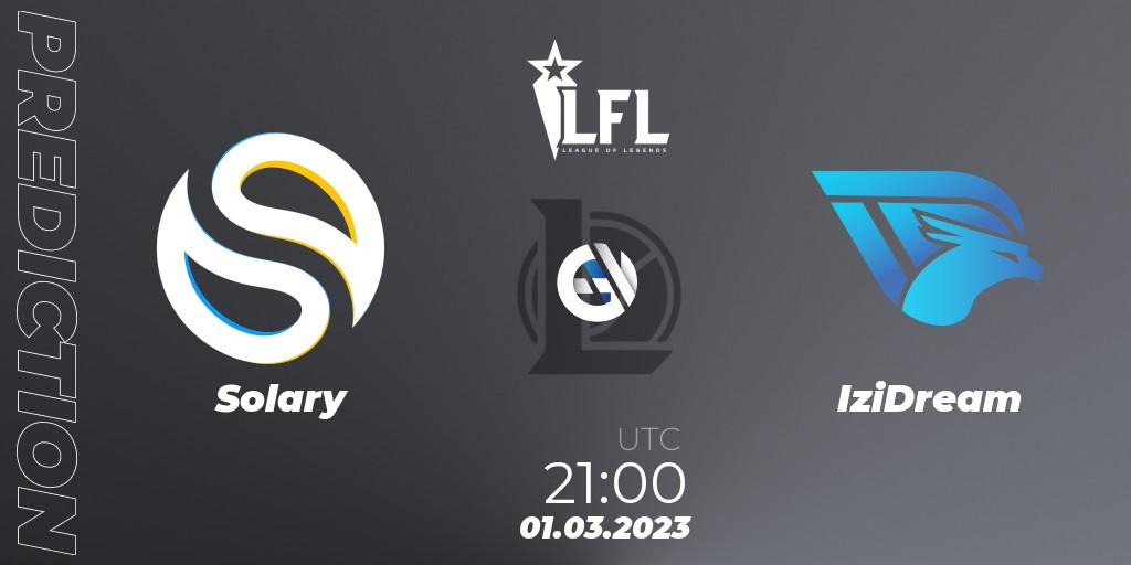 Solary vs IziDream: Match Prediction. 01.03.2023 at 21:30, LoL, LFL Spring 2023 - Group Stage
