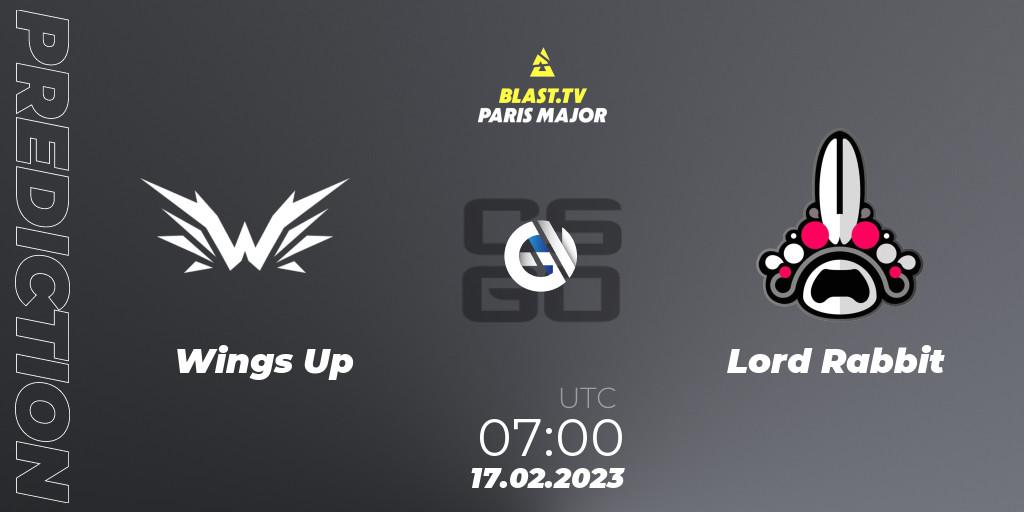 Wings Up vs Lord Rabbit: Match Prediction. 17.02.2023 at 12:30, Counter-Strike (CS2), BLAST.tv Paris Major 2023 China RMR Closed Qualifier