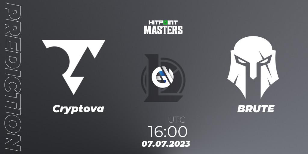 Cryptova vs BRUTE: Match Prediction. 07.07.2023 at 16:00, LoL, Hitpoint Masters Summer 2023 - Group Stage