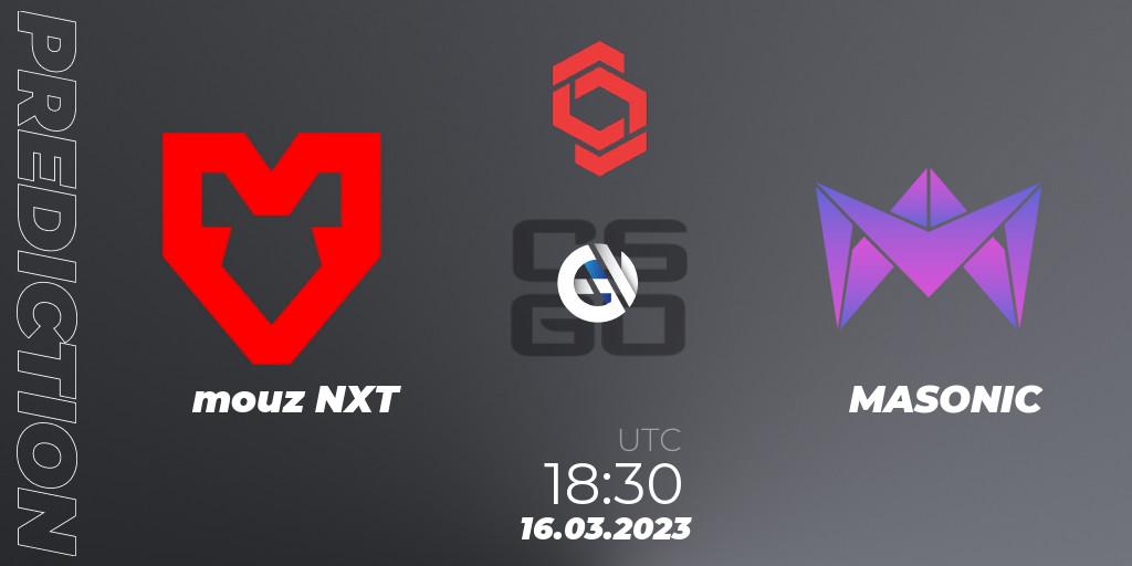 mouz NXT vs MASONIC: Match Prediction. 16.03.2023 at 18:30, Counter-Strike (CS2), CCT Central Europe Series 5 Closed Qualifier