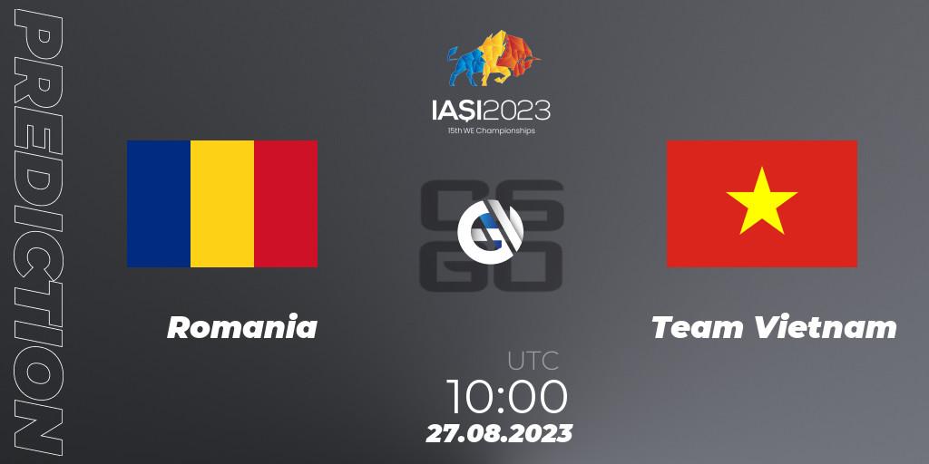 Romania vs Team Vietnam: Match Prediction. 27.08.2023 at 14:30, Counter-Strike (CS2), IESF World Esports Championship 2023