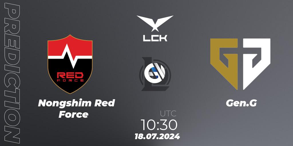 Nongshim Red Force vs Gen.G: Match Prediction. 18.07.2024 at 10:30, LoL, LCK Summer 2024 Group Stage