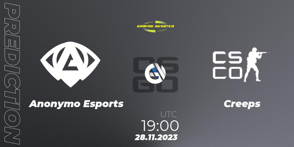 Anonymo Esports vs Creeps: Match Prediction. 08.12.2023 at 19:00, Counter-Strike (CS2), Gaming Devoted Become The Best