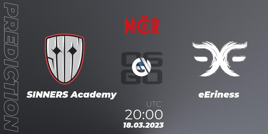 SINNERS Academy vs eEriness: Match Prediction. 18.03.2023 at 20:00, Counter-Strike (CS2), Tipsport Cup Prague Spring 2023: Closed Qualifier