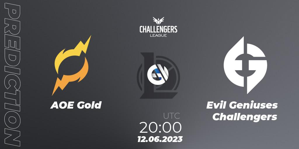 AOE Gold vs Evil Geniuses Challengers: Match Prediction. 12.06.2023 at 20:00, LoL, North American Challengers League 2023 Summer - Group Stage
