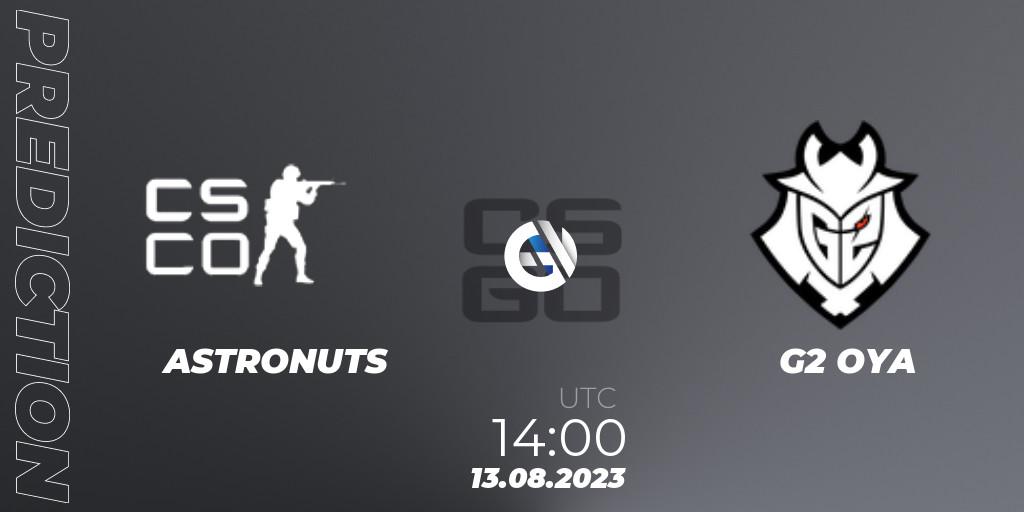 ASTRONUTS vs G2 OYA: Match Prediction. 13.08.2023 at 14:00, Counter-Strike (CS2), ESL Impact Summer 2023 Cash Cup 4 Europe