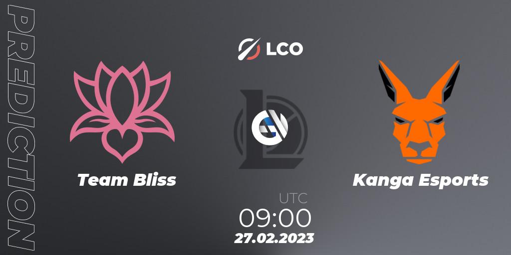 Team Bliss vs Kanga Esports: Match Prediction. 27.02.2023 at 09:00, LoL, LCO Split 1 2023 - Group Stage