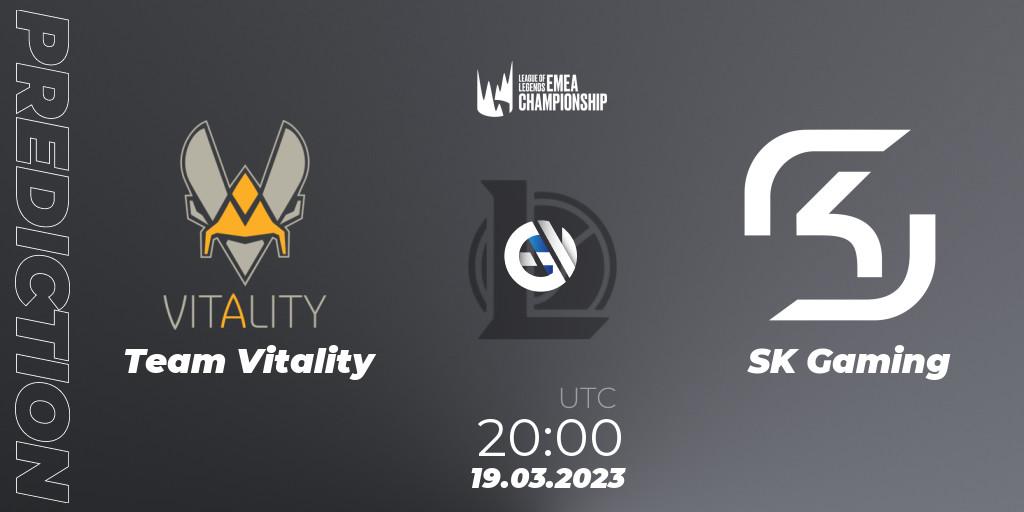 Team Vitality vs SK Gaming: Match Prediction. 18.03.2023 at 20:00, LoL, LEC Spring 2023 - Regular Season