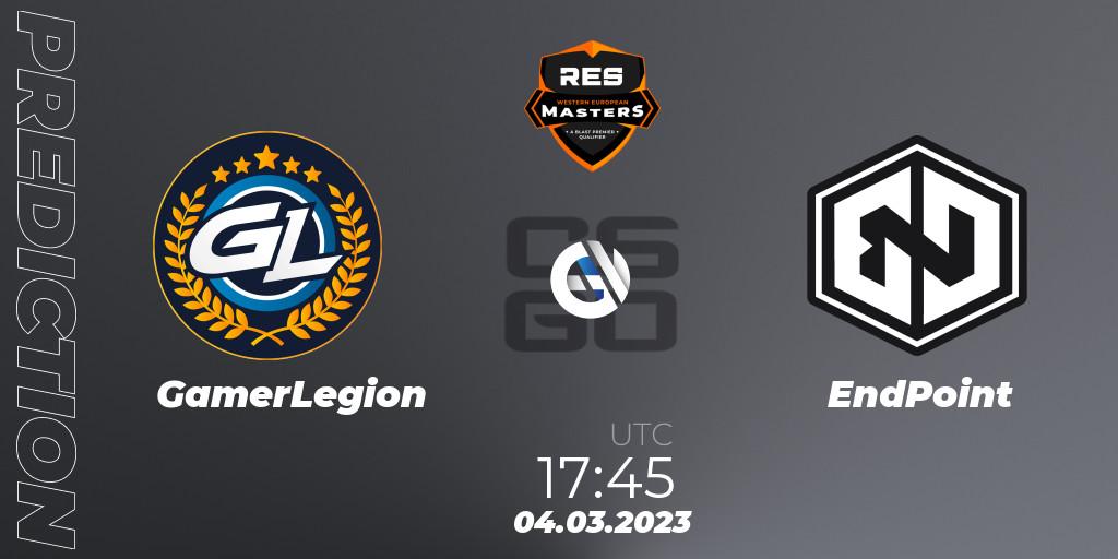 GamerLegion vs EndPoint: Match Prediction. 04.03.2023 at 17:45, Counter-Strike (CS2), RES Western European Masters: Spring 2023