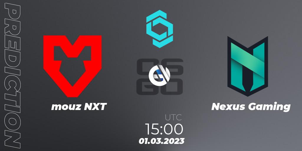 mouz NXT vs Nexus Gaming: Match Prediction. 01.03.2023 at 15:25, Counter-Strike (CS2), CCT North Europe Series #4